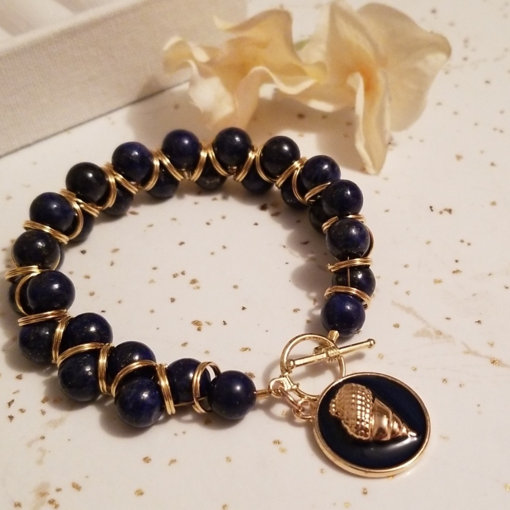 Lapis lazuli & 18K gold plated bracelet